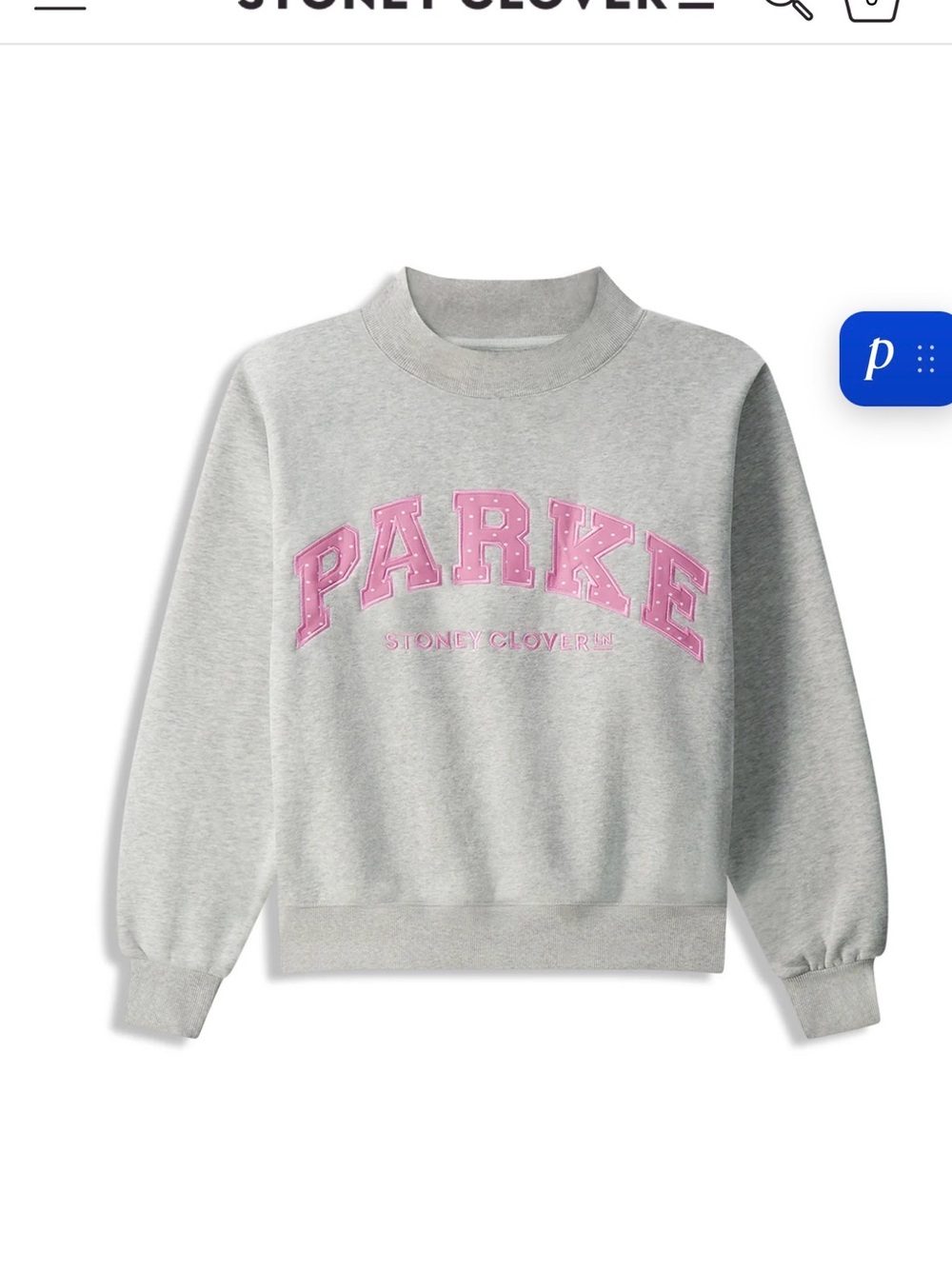Parke Stoney Clover Light Gray Crewneck Sweatshirt with Pink Polka dot